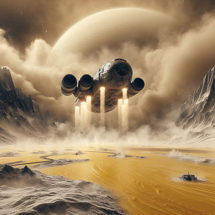 Maniobras de descenso en una luna alien&iacute;gena